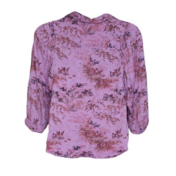 ANTHROPOLOGIE Pilcro pink femme utility gorp duck blouse button up shirt L - Picture 4 of 11